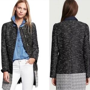 NWT Banana Republic Collarless Tweed Coat Sz XS
